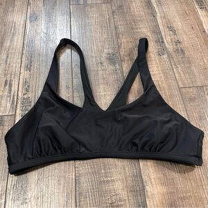 PrAna Black Bikini Swimsuit Top Size Large Pullover V-Back NO PADDING
